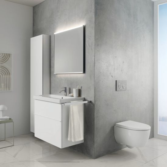 Conjunto taza de inodoro con asiento de cierre suave Geberit iCon 503.048.00.8, marco empotrado Geberit Duofix 111.320.00.6