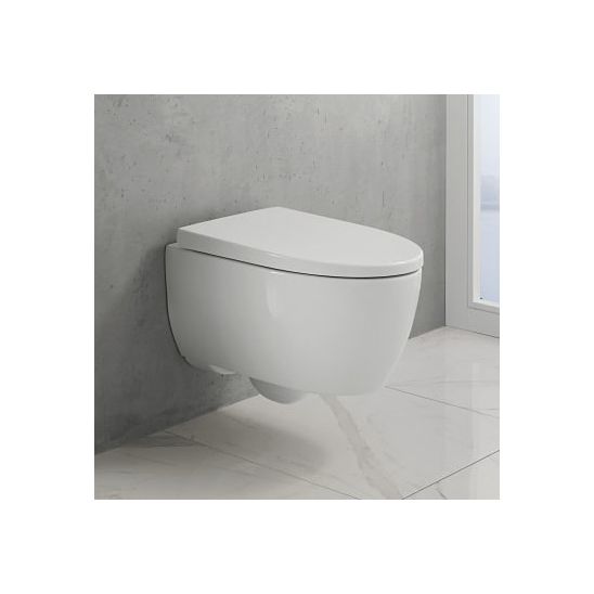 Conjunto taza de inodoro con asiento de cierre suave Geberit iCon 503.048.00.8, marco empotrado Geberit Duofix 111.320.00.6