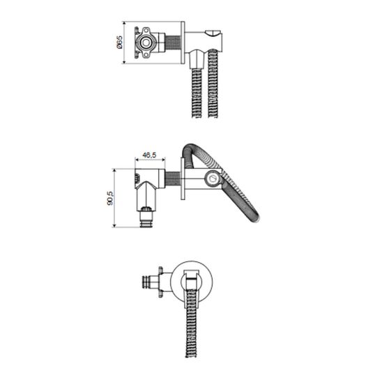 Conjunto grifo de bañera y ducha Excellent Pi AREX.1240.02GB, conexión de manguera con asa Excellent Pi AREX.1241GB, AREX.1242GB, AREX.SH.023GB