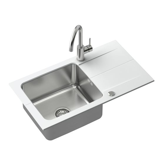 Conjunto fregadero de granito y acero Quadron Edward FUS_E7844BI_3623500BS, inserto para escurridor Quadron Q R3825GR_MP