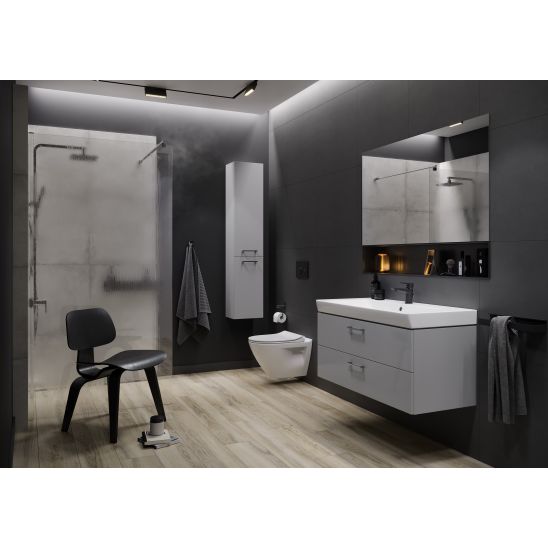 Conjunto taza de inodoro con asiento de cierre suave Cersanit Luna S701-871, conjunto de marco y pulsador Cersanit S701-779
