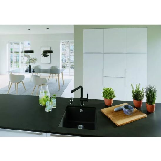 Conjunto fregadero de granito Blanco Rotan 400-U 526097, grifo de cocina Blanco Mida 517742, 137267