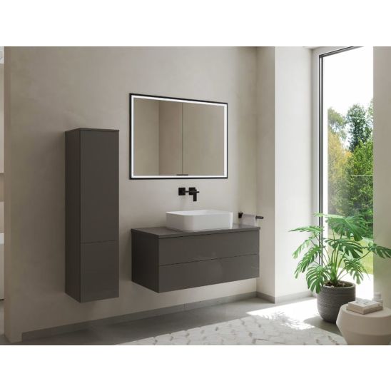 Conjunto armario Kronenbach Cube 2.0 KB100224MB, marco para instalación empotrada de espejo Colador para desagüe Kronenbach Cube 2.0 NU1000029NU