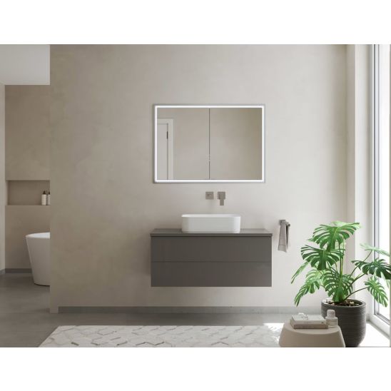 Conjunto armario Kronenbach Cube 2.0 KB100204CR, marco para instalación empotrada de espejo Colador para desagüe Kronenbach Cube 2.0 NU1000029NU
