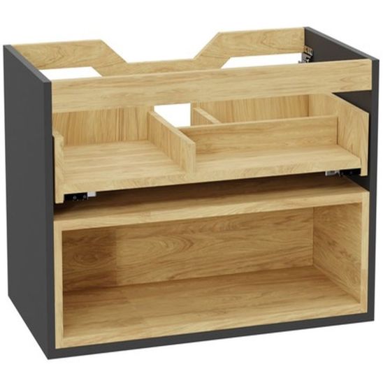 Conjunto estructura de armario Excellent Tuto 2.0 MLEX.2171.600.GRBL, encimera sobre armario Excellent Tuto 2.0 MLEX.2116.600.SJ, MLEX.2151.600.01.GR