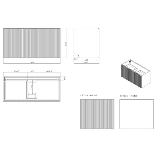 Conjunto armario Oltens Lun 60029900, encimera sobre armario Oltens Lun 63026900