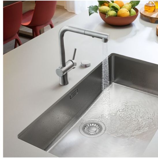 Conjunto fregadero de granito Franke Kanon 125.0749.667, grifo de cocina Franke Atlas Neo 115.0741.710