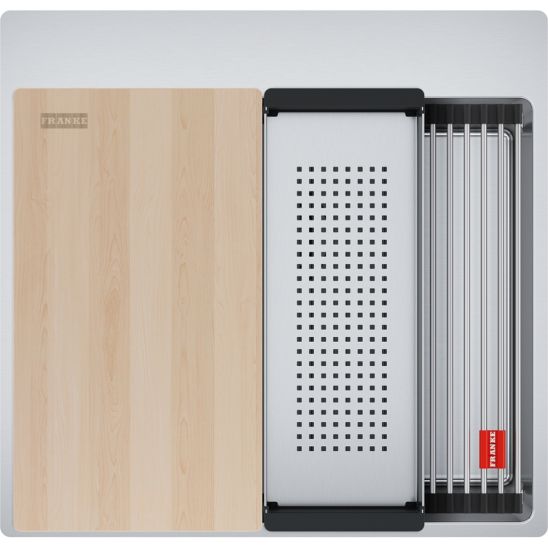 Conjunto fregadero de acero Franke Box 127.0749.856, grifo de cocina Franke Eos 115.0590.045
