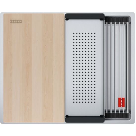Conjunto fregadero de acero Franke Box 127.0749.858, grifo de cocina Franke Eos 115.0590.045