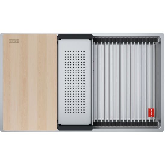 Conjunto fregadero de acero Franke Box 127.0749.859, grifo de cocina Franke Smart Glenda 115.0747.475