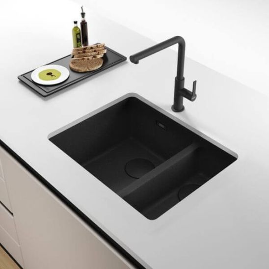 Conjunto fregadero de granito Franke Maris 125.0740.840, grifo de cocina Franke Lina 115.0626.055