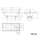 Conjunto bañera rectangular Kaldewei Puro 256200010001, sifón con rebosadero Kaldewei Bis 687676500000
