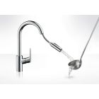Conjunto fregadero de acero Hansgrohe S 71 43302800, grifo de cocina Hansgrohe Focus M41 31815000