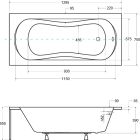 Conjunto bañera rectangular Besco Aria #WAA-130-PA, carcasa para bañera Besco #OAP-130-UNI