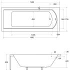 Conjunto bañera rectangular Besco Shea #WAS-150-PK, carcasa para bañera Besco #OAP-150-UNI