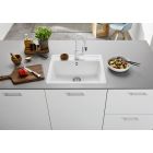 Conjunto fregadero de granito Blanco Legra 6 523334, grifo de cocina Blanco Mida 519418