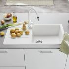 Conjunto fregadero de granito Blanco Legra XL 6 S 523328, grifo de cocina Blanco Mida 517742