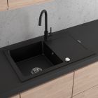Conjunto fregadero de granito Oltens Gravan 72100300, grifo de cocina Oltens Litla 35204300
