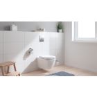 Conjunto taza de inodoro con asiento de cierre suave Grohe Euro Ceramic 39693000, marco empotrado con pulsador Grohe Solido 38811KF0