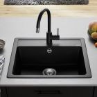 Conjunto fregadero de granito Blanco Legra 6 526084, grifo de cocina Oltens Litla 35204300