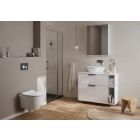Conjunto taza de inodoro con asiento de cierre suave Cersanit Luna S701-871, conjunto de marco y pulsador Cersanit S701-779