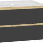 Conjunto estructura de armario Excellent Tuto 2.0 MLEX.2172.800.GRBL, lavabo Excellent Pik CEEX.6517.800.WH, MLEX.2151.800.01.GR
