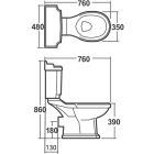 Conjunto taza de inodoro compacto Aqualine Antik AK107-432, cisterna Aqualine Antik AK107-208, AK107-122