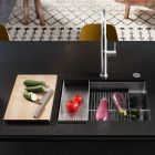 Conjunto fregadero de acero Franke Box 127.0749.858, grifo de cocina Franke Eos 115.0590.045