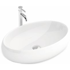 Rea Melania lavabo 60x40.5 cm oval sobre encimera blanco REA-U0656