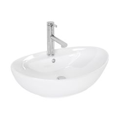 Rea Cindy lavabo 58.5x39 cm oval sobre encimera blanco REA-U0155