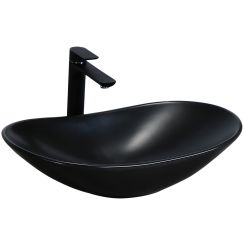 Rea Royal lavabo 62x36 cm oval sobre encimera negro REA-U0442