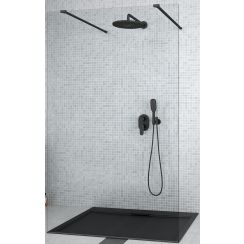 Besco Aveo Due Black Walk-In ścianka prysznicowa 130 cm czarny mat/szkło przezroczyste ADB-130-195C