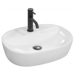 Rea Carina lavabo 50x38.5 cm oval sobre encimera blanco REA-U0568