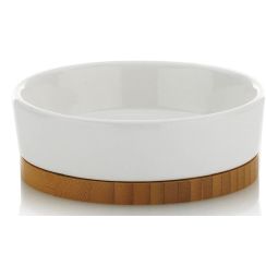 Kela Natura jabonera sin soporte blanco-madera 20969