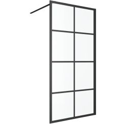 Excellent Fabrika mampara de ducha 120 cm negro mate/vidrio con patrón KAEX.4006.1200.LP