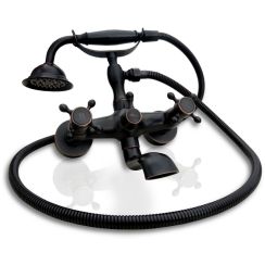 Rea Old Black grifo de bañera y ducha a pared negro REA-B0224