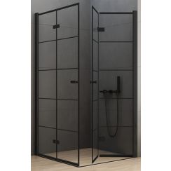 New Trendy New Soleo Black cabina de ducha 90x90 cm cuadrada negro mate/vidrio con patrón D-0289A/D-0290A