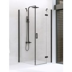 New Trendy New Renoma Black cabina de ducha 90x80 cm rectangular negro mate/vidrio transparente D-0202A/D-0111B