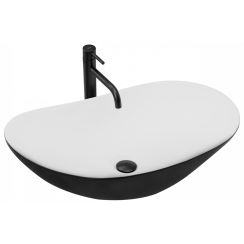 Rea Royal lavabo 62x36 cm oval sobre encimera blanco-negro REA-U6600