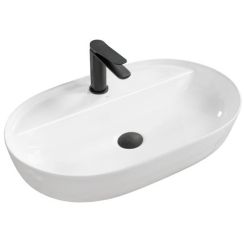 Rea Aura lavabo 60.5x40.5 cm oval sobre encimera blanco REA-U7900