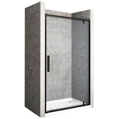 Rea Rapid Swing puerta de ducha 90 cm oscilante negro semimate/vidrio transparente REA-K6409