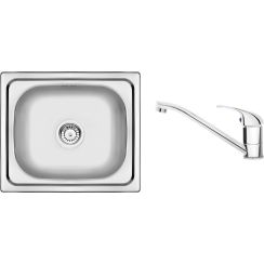 Deante Doppio zlewozmywak stalowy 48x43 cm z baterią kuchenną chrom ZENA0103