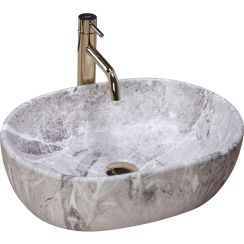 Rea Lara lavabo 48.5x35 cm oval sobre encimera gris/piedra REA-U9888