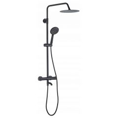 Rea Lungo conjunto bañera/ducha a pared con termostato negro REA-P4113