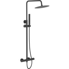 Laveo Pretto conjunto de ducha a pared con rociador con efecto lluvia negro PLP70OB