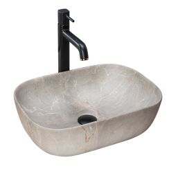 Rea Livia lavabo 46.5x33.5 cm rectangular sobre encimera gris/piedra REA-U3802