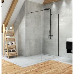 New Trendy Velio Black ścianka prysznicowa 140 cm czarny mat/szkło przezroczyste D-0147B