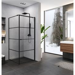 New Trendy Superia Black cabina de ducha 90x90 cm cuadrada negro mate/vidrio con patrón K-0596