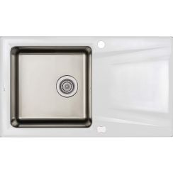 Deante Prime fregadero de granito y acero 86x50 cm blanco ZSR_A113