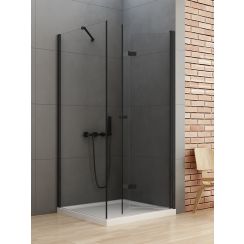New Trendy New Soleo Black cabina de ducha 90x80 cm rectangular negro mate/vidrio transparente D-0239A/D-0114B